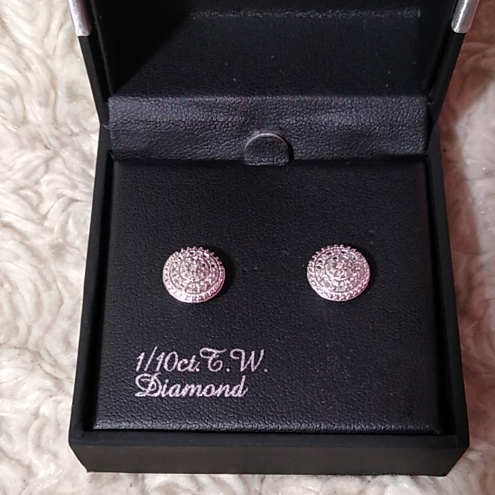 **SOLD** Sterling Silver 1/10 ct. Diamond Earrings - Picture 3 of 6
